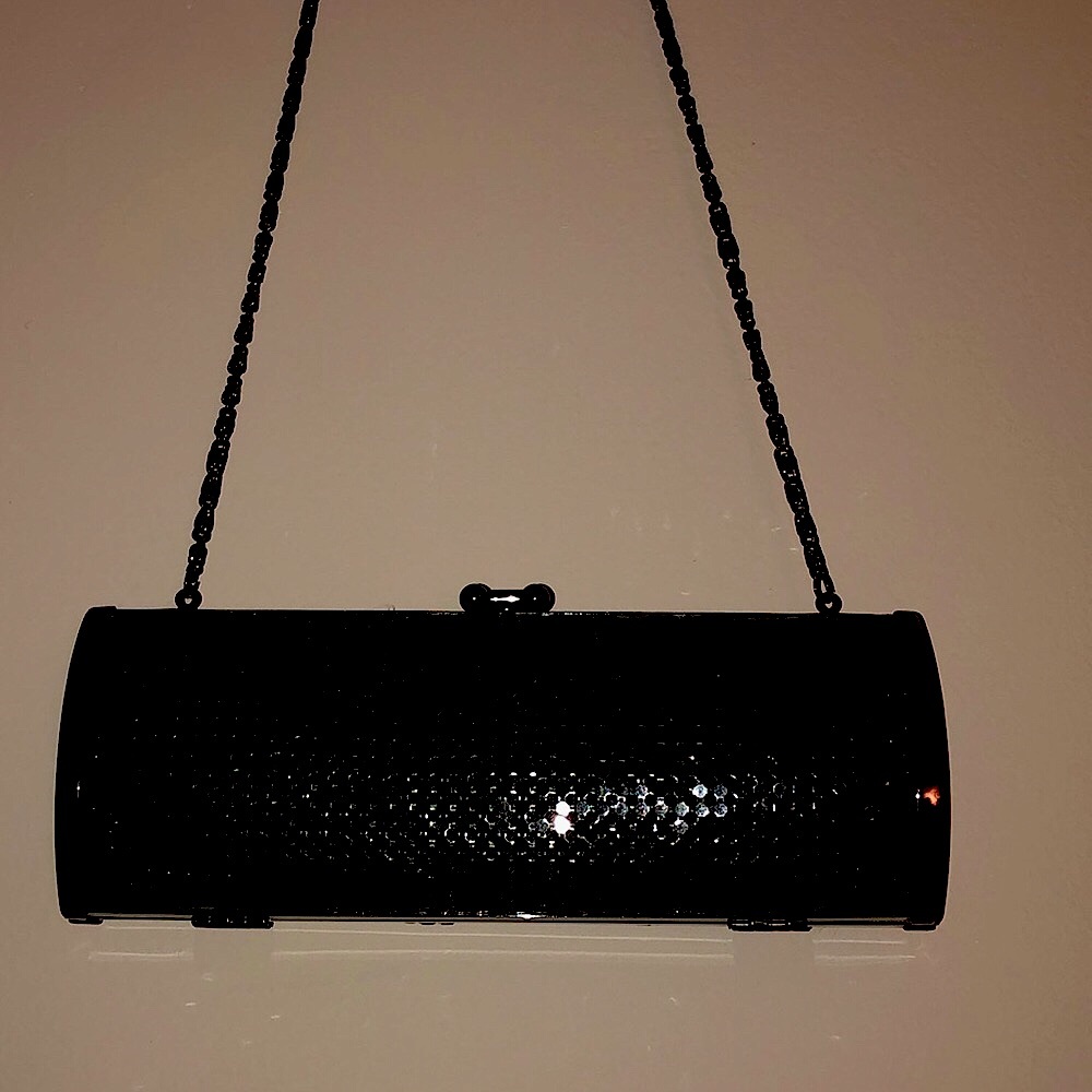 Jessica McClintock Black Sequin Evening Bag